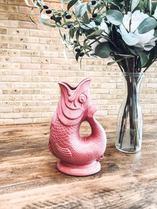 Pink | ceramic gluggle jug | water jug | fish vase | handmade in England